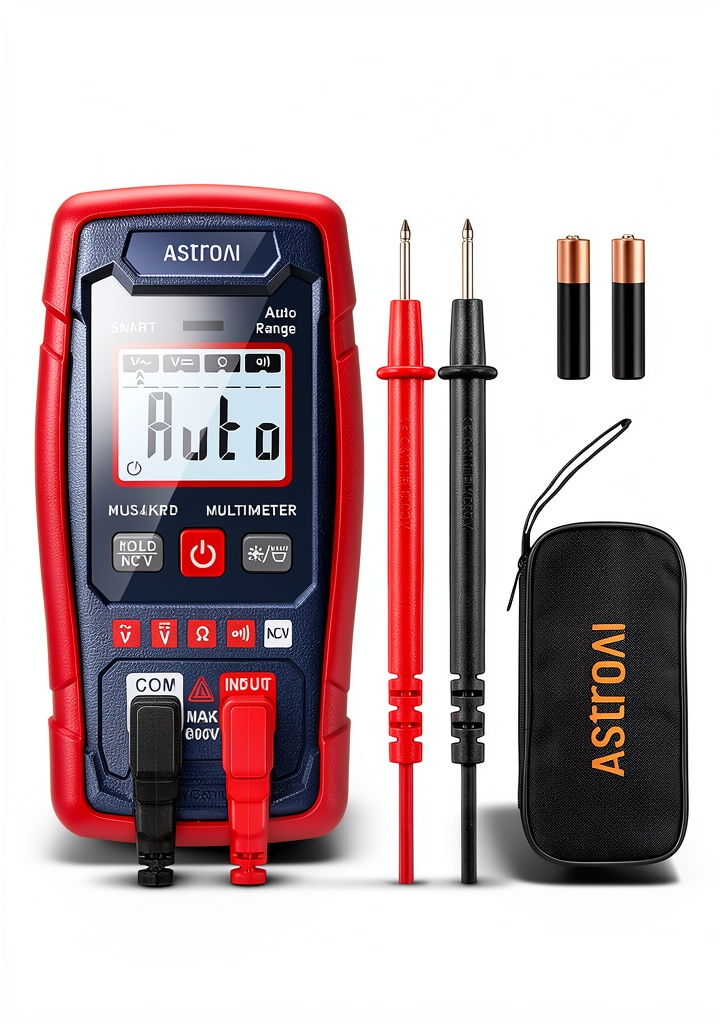 AstroAI Smart Multimeter being used to test a household outlet
