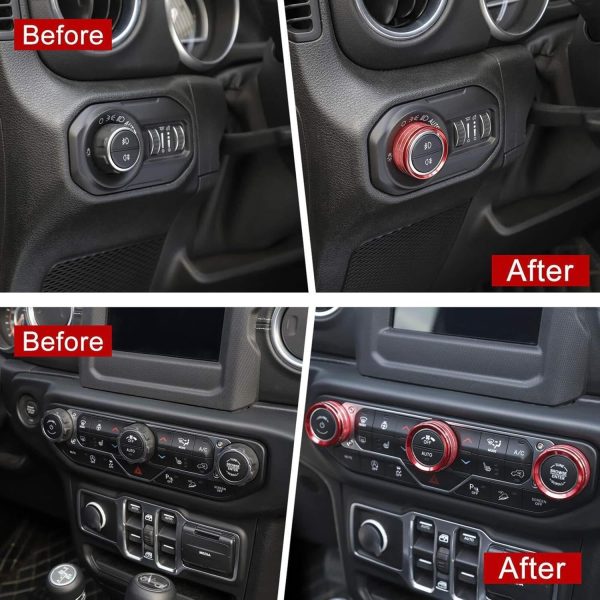 Jeep AC Knob Cover AuTK Aluminum Trim Red-4