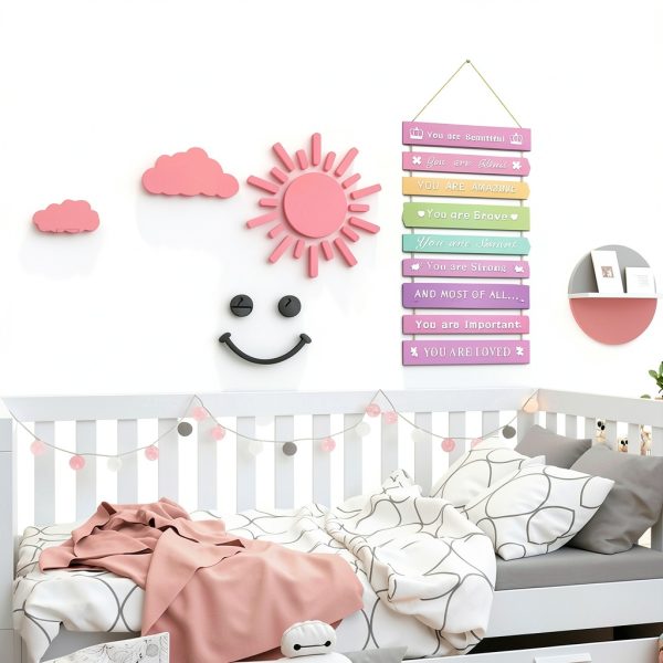 Pink Wooden Wall Decor for Girls by JEVUVU Home-3