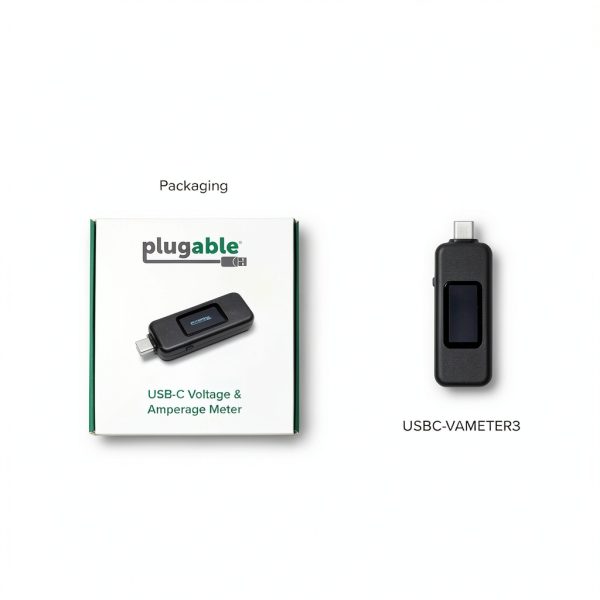 Plugable USB-C Power Tester Black USBC-VAMETER3-6