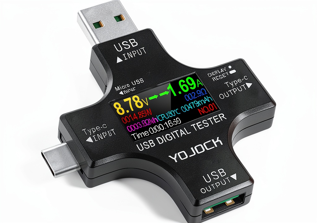 YOJOCK USB C Power Meter being used to test a power bank
