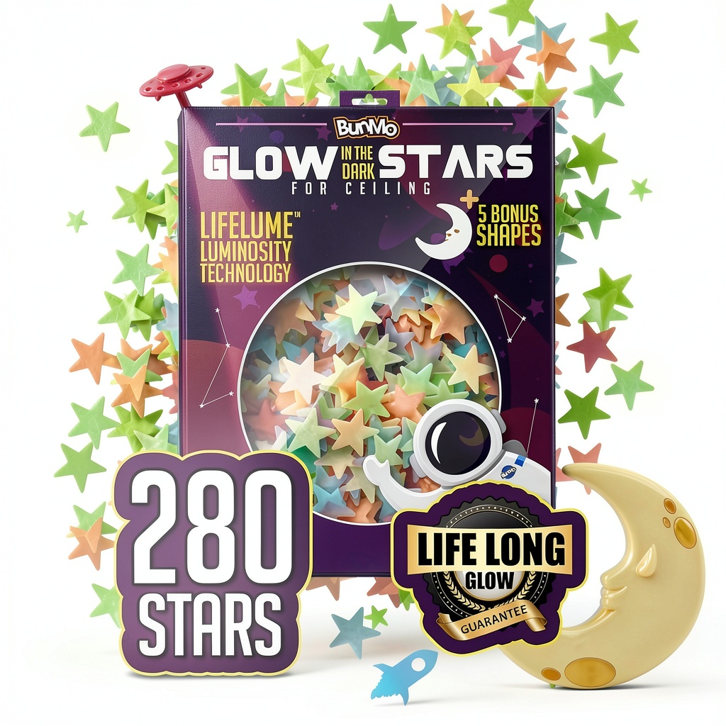 'Glow Stars GS1 wall stickers in a nursery'