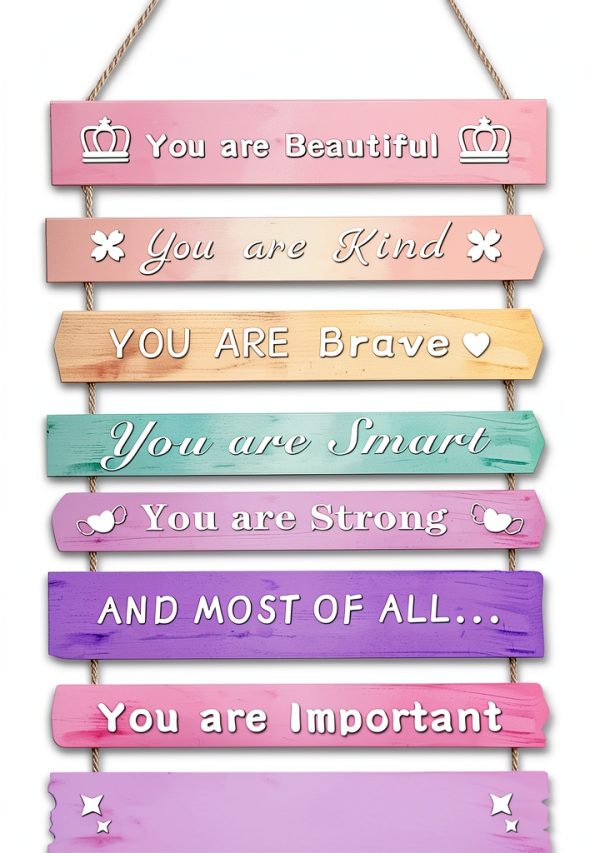 Pink Wooden Wall Decor for Girls by JEVUVU Home-0