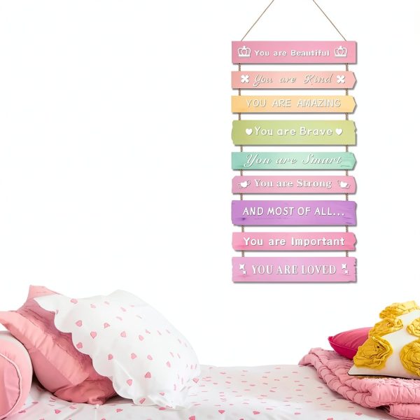 Pink Wooden Wall Decor for Girls by JEVUVU Home-7