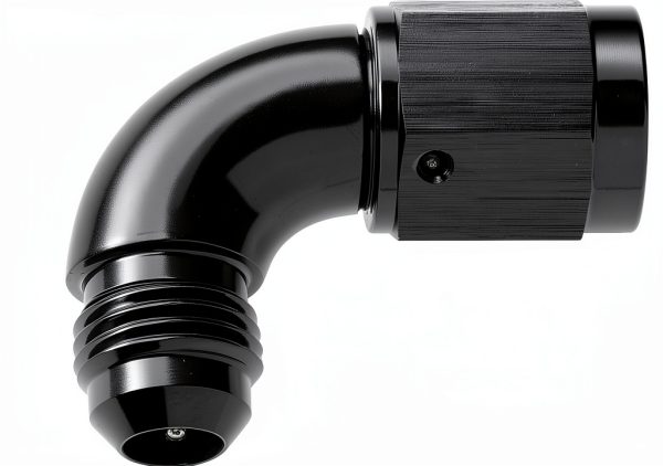 AN6 Swivel Fuel Adapter by Podavelle 90 Degree Black Aluminum 6AN-2