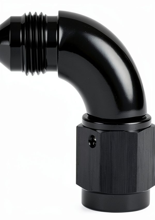 AN6 Swivel Fuel Adapter by Podavelle 90 Degree Black Aluminum 6AN-0