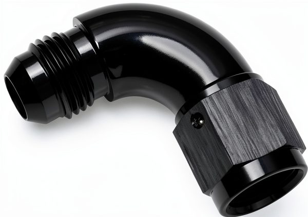 AN6 Swivel Fuel Adapter by Podavelle 90 Degree Black Aluminum 6AN-3