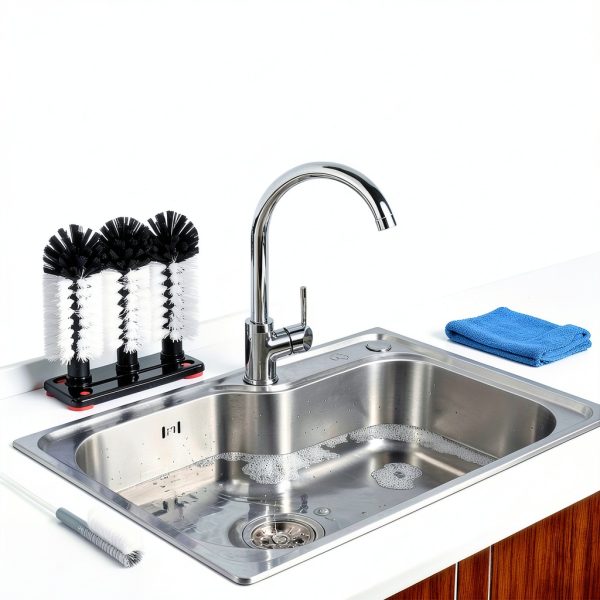 Water Bottle Cleaning Brush IANFAN 2 Pack Suction Base 3‑Head Bristles-4